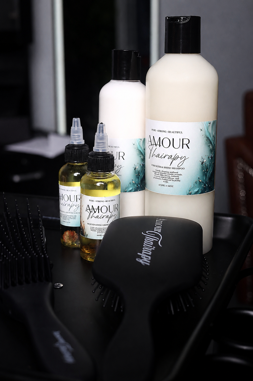 Amour Thairapy™ Silk Shield Leave-In – Lightweight Moisture & Heat Protection, Strength & Shine Shampoo, and Rejuvenating Serum  