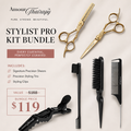 Amour Thairapy Stylist Pro Kit Bundle. Includes Cutting and Thinning Shears, Styling Clips, and Styling Trio 