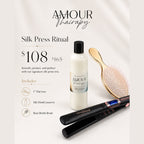 Amour Thairapy Silk Press Ritual Bundle. 1' Flat Iron, Silk Shield Leave-In, and Boar Bristle Brush 